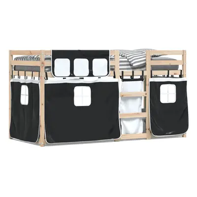 (black, x cm) vidaXL Bunk Bed with Curtains Kids Twin Sleeper Blue 80x200 cm Solid Wood Pine