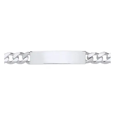 Jewelco London Mens Rhodium Plated Sterling Silver Chunky Curb Rectangular Bar Identity ID Brace