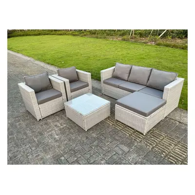 Fimous Seater PE Wicker Light Grey Rattan Sofa Set Garden Furniture Conservatory Patio Furniture