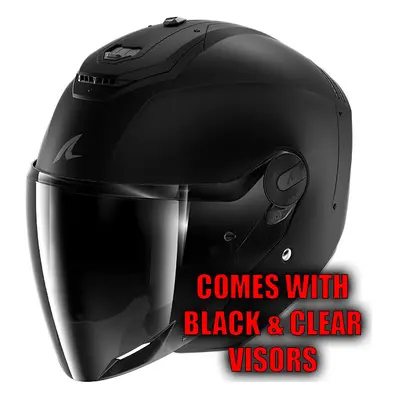 (XS) Shark RS Jet Open Face Helmet Dark Shadow Matt Black