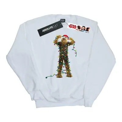 (XL, White) Star Wars Womens/Ladies Chewbacca Christmas Lights Sweatshirt