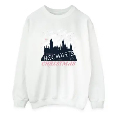 (S, White) Harry Potter Womens/Ladies Hogwarts Christmas Sweatshirt