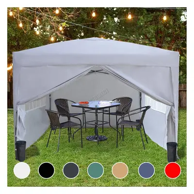 (White) Birchtree Waterproof Pop Up Garden Gazebo - x 3m