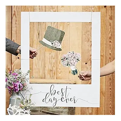 Ginger Ray Best Day Ever Giant Wedding Polaroid Photo Frame or Backdrop-Rustic, Grey