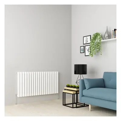 (600 x 1181mm Single, White) Oval Tube Designer Radiator