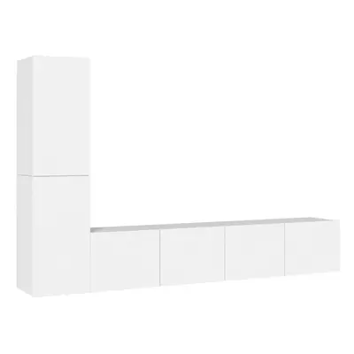 vidaXL TV Cabinet Set Piece White Engineered Wood TV Console Media Unit