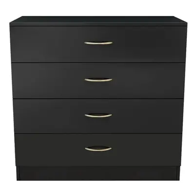 (4 Drawer-With Metal Handles, Black) NRG Chest of Drawers With Metal Handles Bedroom Furniture S