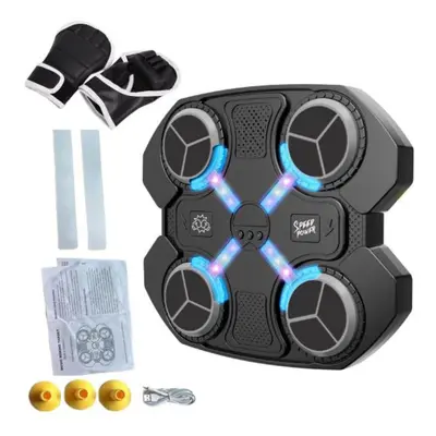 (black) Music Boxing Machine With Gloves Wall Mounted Bluetooth-compatible Electronic Smart Led 