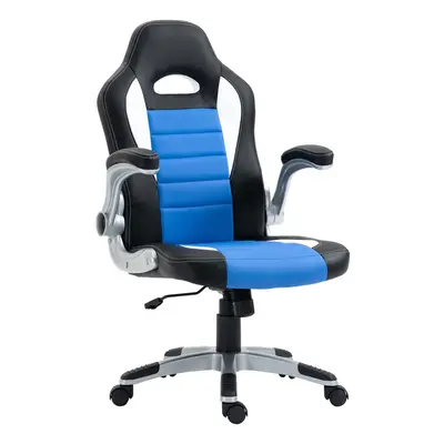 HOMCOM Gaming Chair PU Leather Office Chair Swivel Chair w/ Tilt Function, Blue