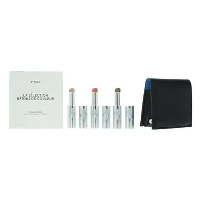 Byredo Blue Set Of + Leather Pouch: Solar Flare, Flower Play, Kumato Face Stic For Women