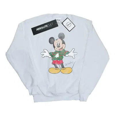 (L, White) Disney Womens/Ladies Mickey Mouse Christmas Jumper Sweatshirt