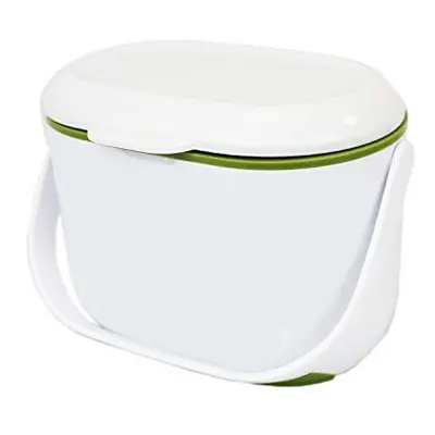 Addis 2.5L Kitchen Compost Caddy, White/Green