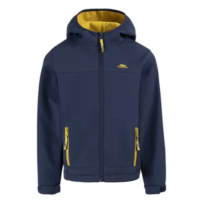 (5-6 Yrs, Navy/Sulphur) Trespass Kids Faster Hooded Outdoor Walking Softshell Jacket - Navy/Sulp