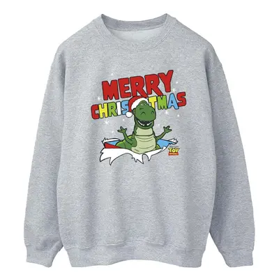 (L, Sports Grey) Disney Mens Toy Story Rex Christmas Burst Sweatshirt