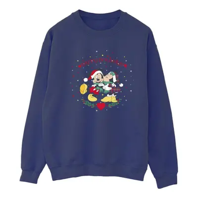 (M, Navy Blue) Disney Womens/Ladies Mickey Mouse Mickey Minnie Christmas Sweatshirt