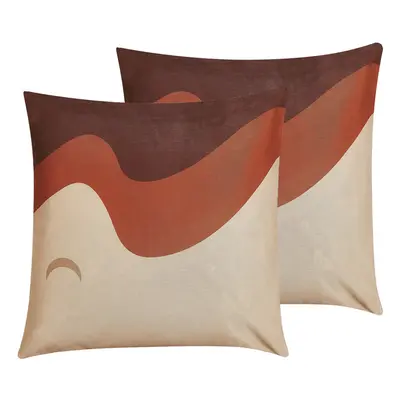 Set of Cushions Abstract Print x cm Multicolour FESTUCA