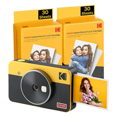 KODAK MINI SHOT RETRO C210RY60 PORTABLE WIRELESS INSTANT CAMERA AND PHOTO BUNDLE 2.1X3.4 YELL