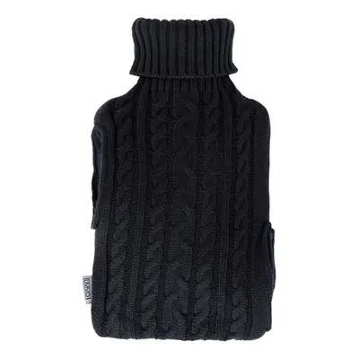 (Knitted Black) LIVIVO 2L Hot Water Bottle Body Warmer with Pocket