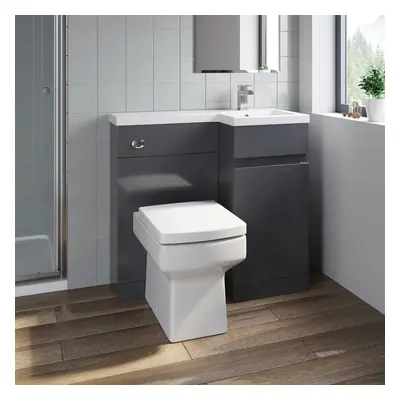 Bathroom Vanity Unit Basin Sink 900mm Toilet Combined Furniture Right Hand Grey