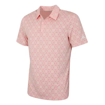 (L, Semi Pink Spark) adidas Golf Mens U365T HEAT.RDY UPF 50+ Jacquard Button Polo Shirt