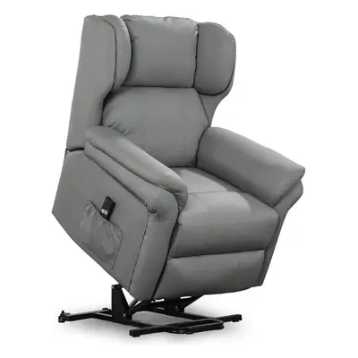 (Grey) Oakford Electric Rise Recliner Bonded Leather Armchair Lounge Mobility Chair