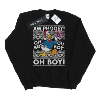 (S, Black) Disney Mens Donald Duck Christmas Fair Isle Sweatshirt