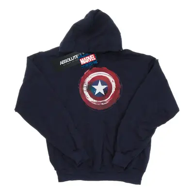 (XXL, Navy Blue) Marvel Mens Captain America Splatter Shield Hoodie