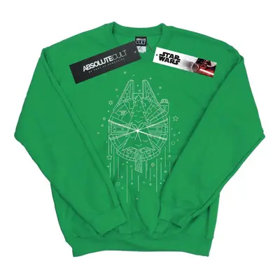 (S, Irish Green) Star Wars Mens Millennium Falcon Christmas Tree Delivery Sweatshirt