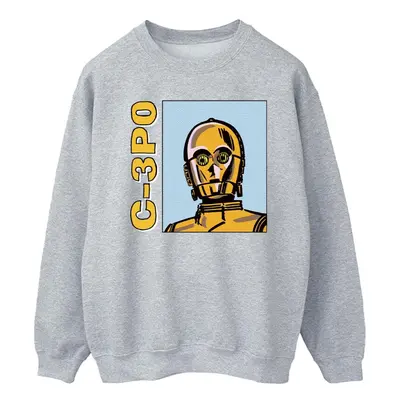 (S, Sports Grey) Star Wars Mens C3PO Line Art Sweatshirt