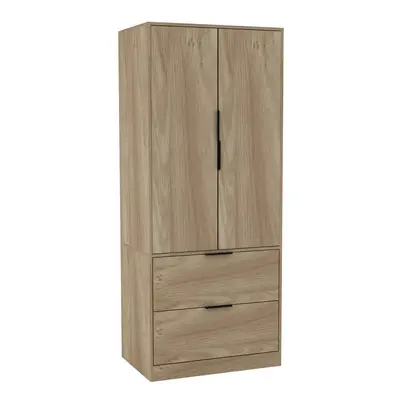 (Oak) Door Drawer Minimalist Bedroom Wardrobe Storage & Hanging Rail 180cm