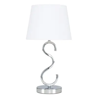 Modern Sleek Design Polished Chrome Touch Table Lamp with a White Tapered Light Shade