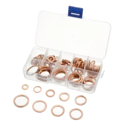 100Pcs Assorted Copper Sealing Solid Gasket Washer Sump Plug Oil For Boat Crush Flat Seal Ring T