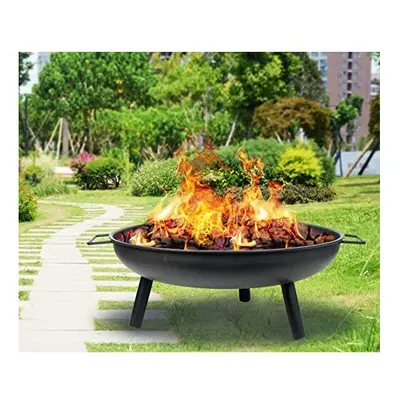 23" Black Round Iron Fire Pit Log Burner Heater Bowl with Legs