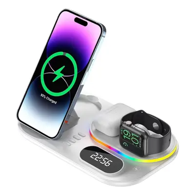 4 in1 Wireless Charging Station Clock & Light, TECHGEAR 30W Fast Wireless Charging Dock Stand fo