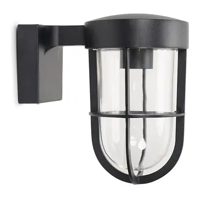 ValueLights Fanar Matte Black Industrial Bathroom Wall Light