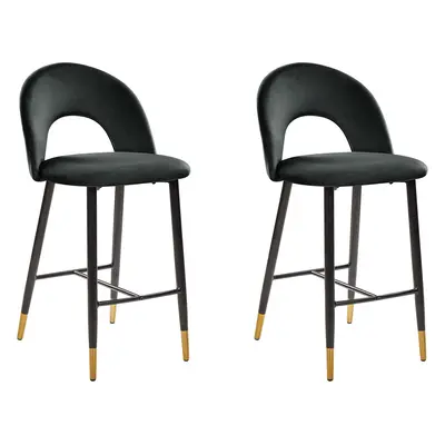 Set of Bar Chairs FALTON Velvet Black