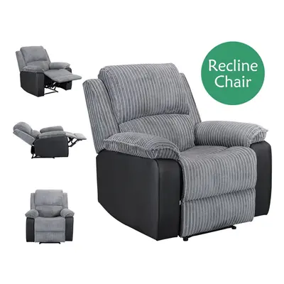 (Grey) WestWood Fabric Manual Recliner Sofa Faux Leather Armchair Lounge Cinema Chair