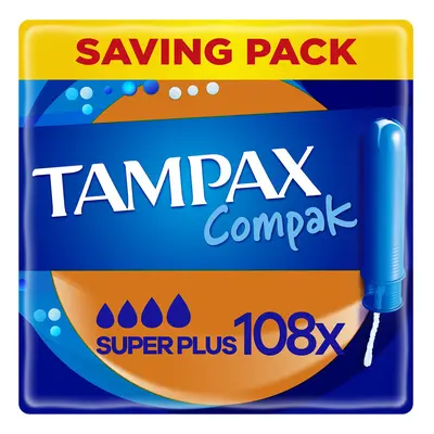 Compak Tampons, Super Plus with Applicator, Tampons (18 x Packs), Leak Protection and Discretion