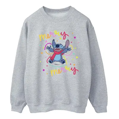 (3XL, Sports Grey) Disney Womens/Ladies Lilo & Stitch Merry Rainbow Sweatshirt