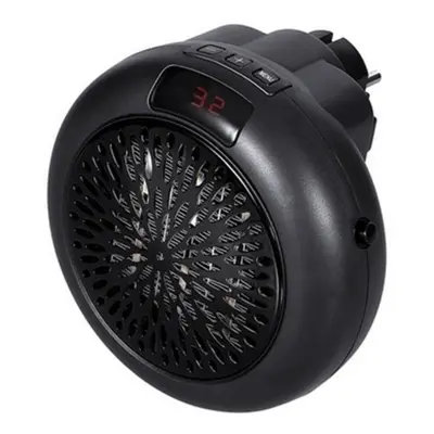 (Black, EU) 900W Mini Portable Electric Heater Fan - Wall Outlet Warm Air Blower for Home & Offi