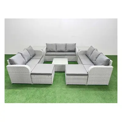 Fimous PE Rattan Lounge Sofa Set Seater Outdoor Garden Furniture Set with Square Coffee Table Bi