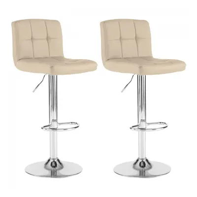 Neo 2x Cream Faux Leather Cuban Swivel Bar Stools