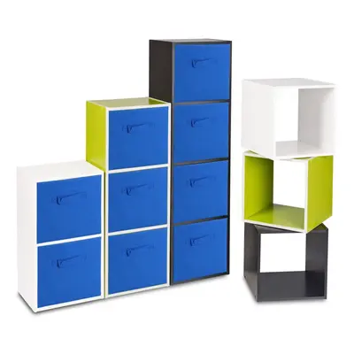 (Black, Dark Blue) Cubed Wooden Storage Units Shelves + Drawers