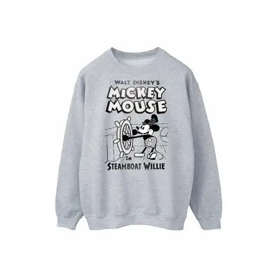 (S, Sports Grey) Disney Mens Mickey Mouse Steamboat Willie Sweatshirt