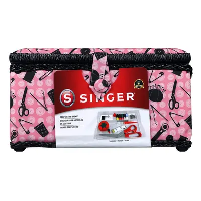 Singer Large Sewing Basket Kit 126pcs-Pink And Black Notions