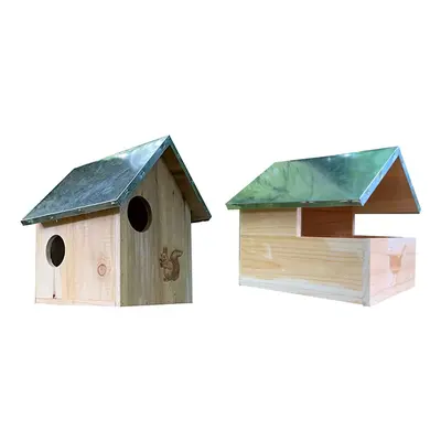 Squirrel Nest Box And Wooden Bird Nesting Box Set