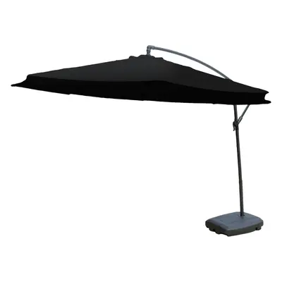 (Black Parasol With Base) KCT 3m Garden Patio Cantilever Parasol and Base