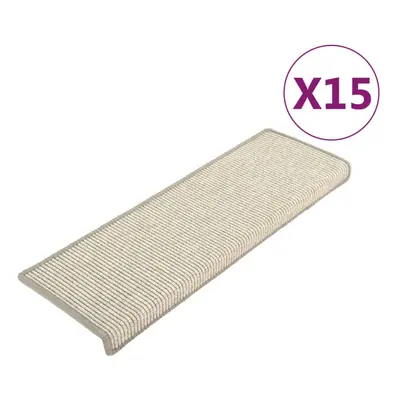 (silver) vidaXL Self-adhesive Stair Mats Stair Treads Protector Rug Sisal-Look pcs