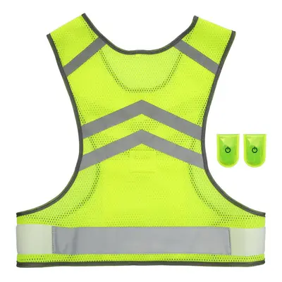 (2 Led, M) Outdoor Sports Running Reflective Vest Adjustable Lightweight Mesh Safety Gear