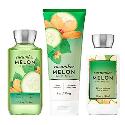 Bath & Body Works Signature Collection Cucumber Melon Gift Set ~ Body Cream ~ Shower Gel & Body 